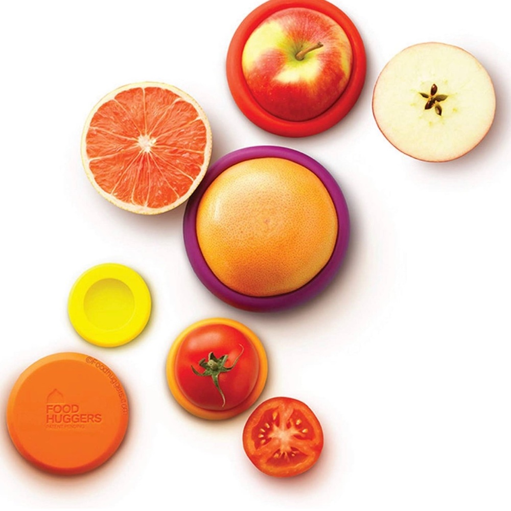 Food Huggers—5pc Reusable Silicone Food Savers for Fruits & Vegetables